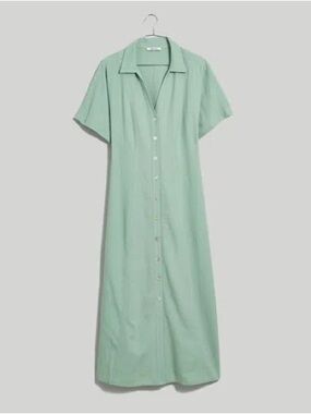 NWT Madewell Short-sleeve Button-front Midi Shirtdress In Pistachio Size 2